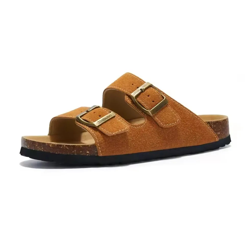 Sommer Kunstwildleder Leder Kork Hausschuhe Flip-Flops Frauen Männer Unisex Retro Tragen Müller Hausschuhe Mode Freizeit Strand Sandalen