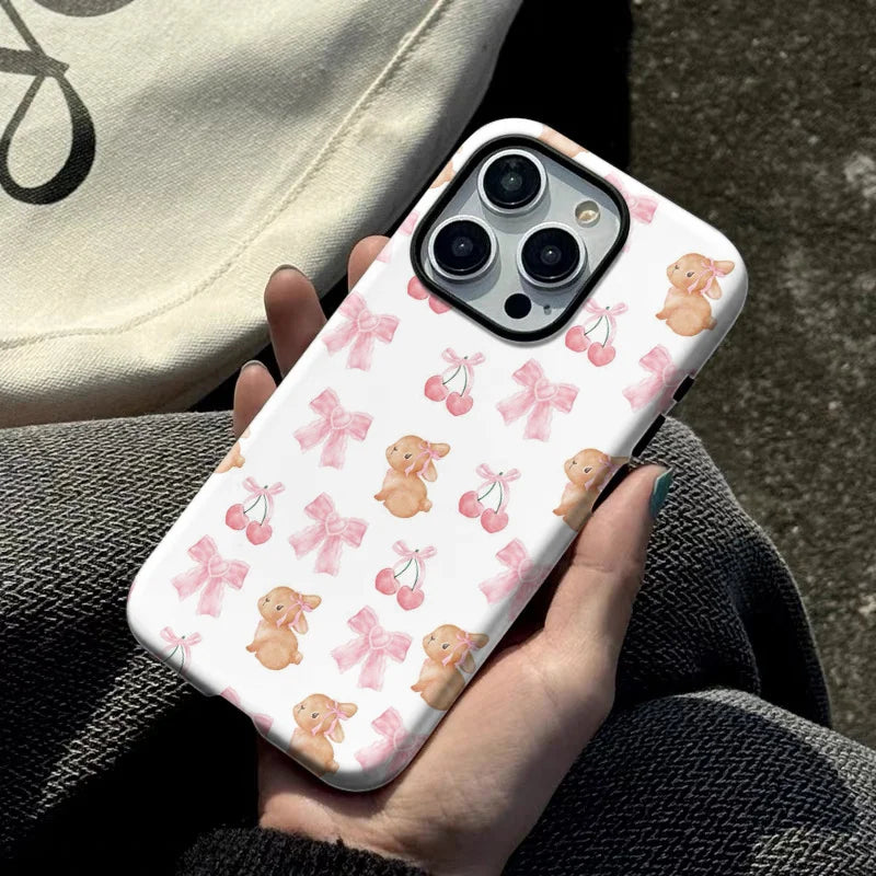 Phone Case for iPhone 16 15 14 13 12 11 X XS XR XSMAX 7 8 Pro Max Plus Luxury Adorable Bunny Double Double-layer Back Cover - Sun Studio