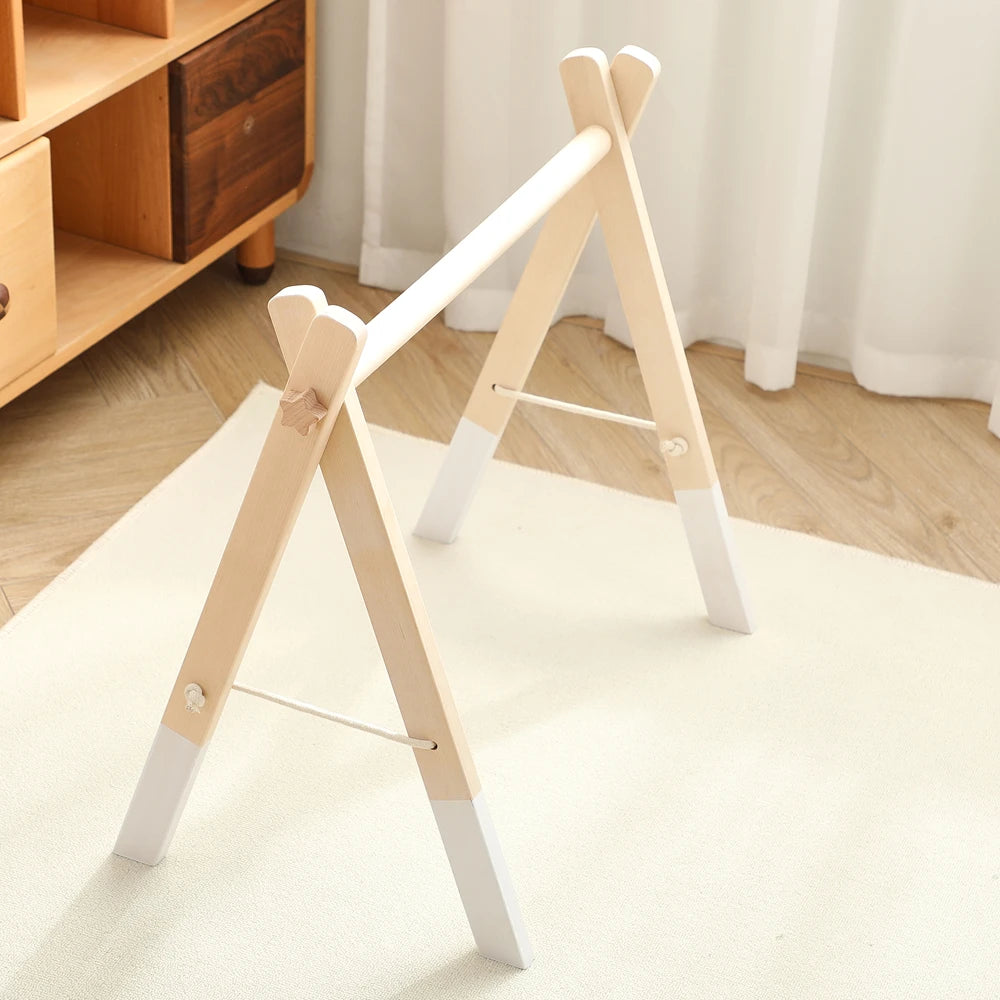 Foldable Baby Play Gym,0 Months Wooden Infant Activity Gym Hanging Toys Tool-Free Assembly Gym,Great for Newborn Development - Sun Studio