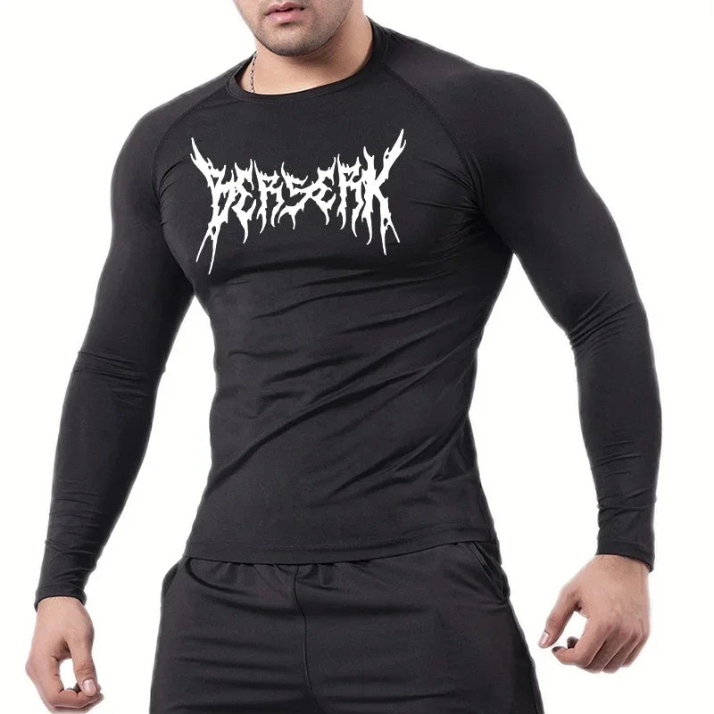 Gym Workout Rash Guard for Men Athletic Quick Dry Compression Shirts Berserk Print Tshirts Tees Tops Undershirts Baselayers - Sun Studio