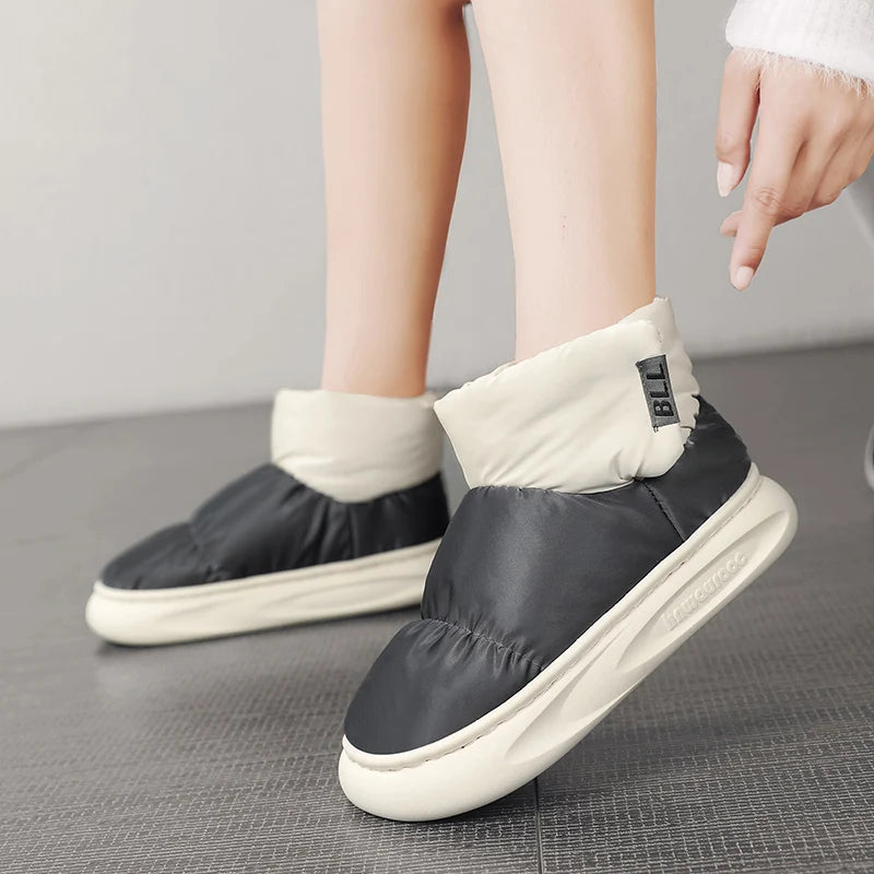 Outdoor Plüsch Warme Herren Schneestiefel Winter Paar Baumwollschuhe Daunen Rutschfeste Wasserdichte Mode Kinder Schuhe Slip-On Weiche Sneakers
