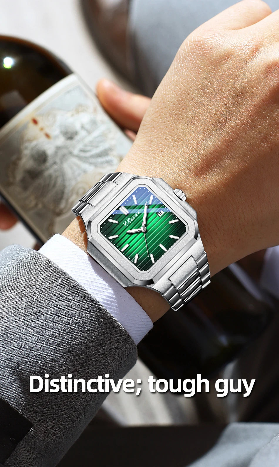 2025 New Man Watches Luxury Fashion Square Men's Quartz Watch Calendar Luminous Waterproof Stainless Steel High Quality Clock - Sun Studio