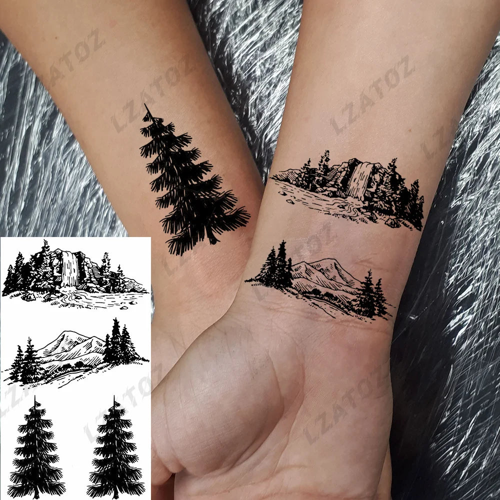 Unique Triangle Ocean Wave Temporary Tattoos For Men Women Realistic Tiger Lion Fake Tattoo Stickers Saying Transfer Art Tatoos - Sun Studio
