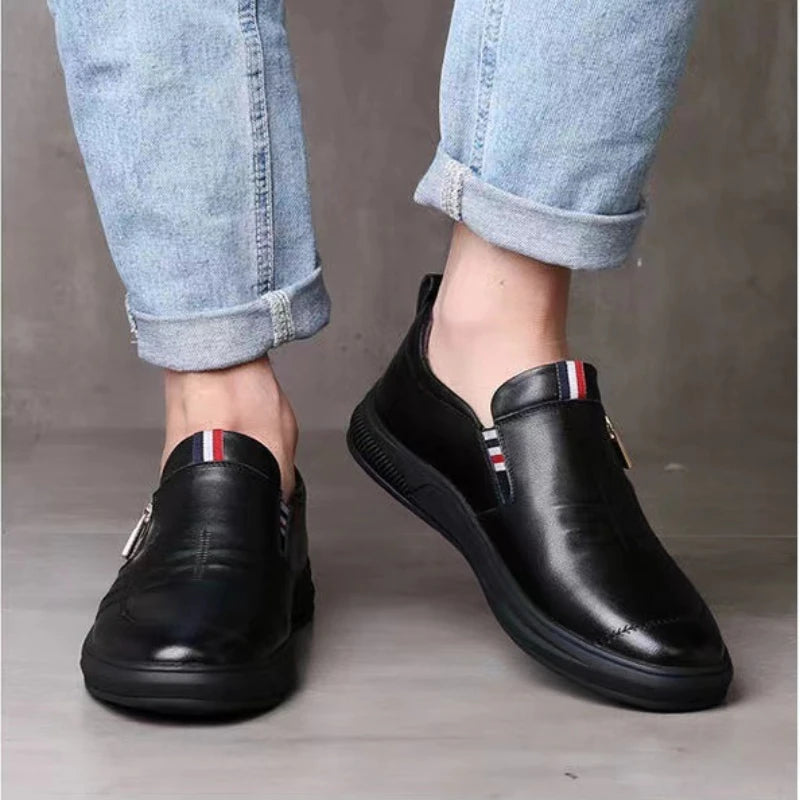 Casual Leather Shoes Men Loafers Trend Brand Business Shoes Autumn Slip on Flat Man Sneakes Comfortable Moccasins Zapatos Hombre - Sun Studio