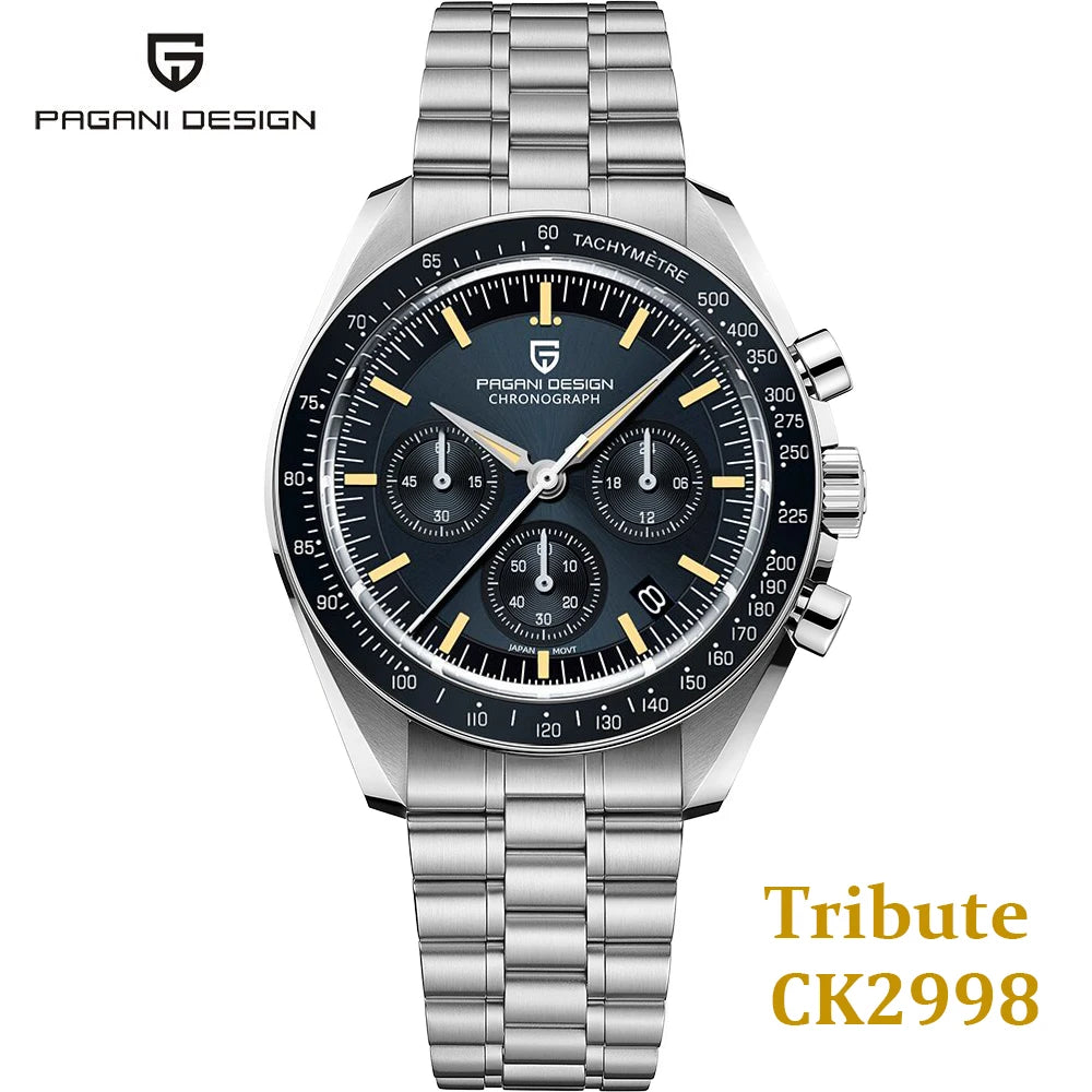 PAGANI DESIGN Monduhren Männer Quarz Uhr für Männer Auto Datum Geschwindigkeit Sport Chronograph AR Saphir Spiegel Armbanduhr 2025 Neu