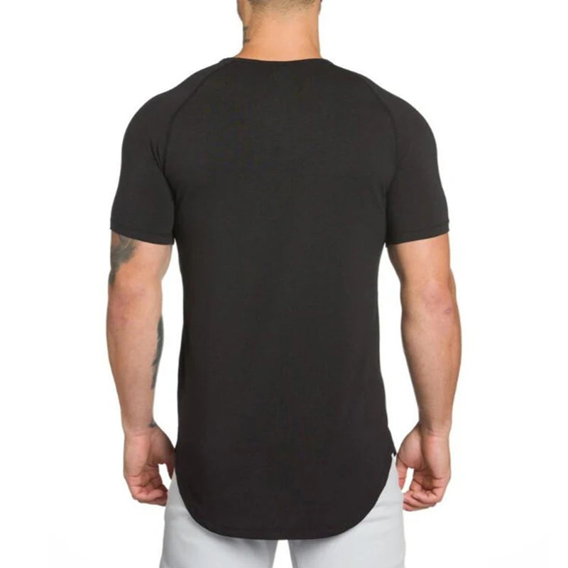 Gym Bodybuilding Workout Clothing Sportswear Mens Casual Short-sleeved Cotton Shirts Summer Fitness Breathable Slim Fit T-Shirts - Sun Studio