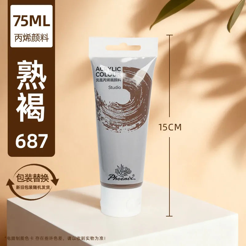 75ml Acrylfarbe Ungiftig Nicht verblassend, reiche Pigmente für Maler, Erwachsene für Leinwand Holz Ton Stoff Keramik Bastelbedarf