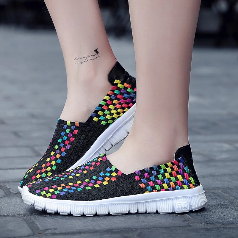 STRONGSHEN Men Shoes Summer Breathable Women Handmade Woven Shoes Couple Casual Flats Shallow Loafers Unisex Zapatos De Mujer - Sun Studio