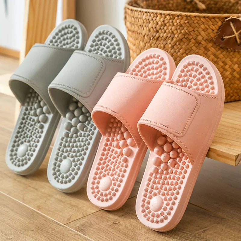 Women Men Foot Massage Slippers Indoor Bathroom Non-slip Soft Slides Comfort Flats Couples Home Relief Feet Health Care Shoes - Sun Studio