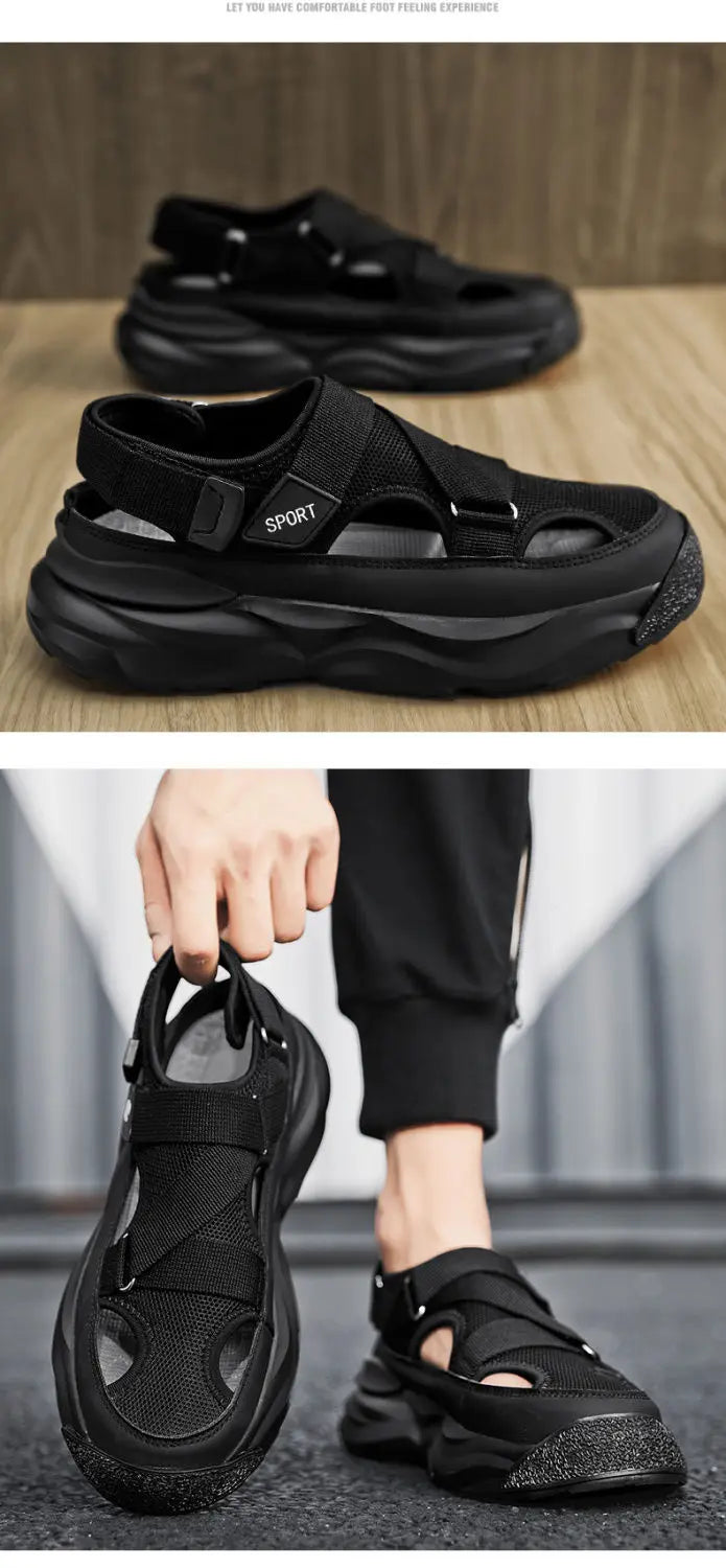 Men's Breathable Hollow out Sporty Slippers Soft Bottom Casual Fashion Sandals Anti-Slip Durable Rubber Sole Comfortable Slip-On - Sun Studio