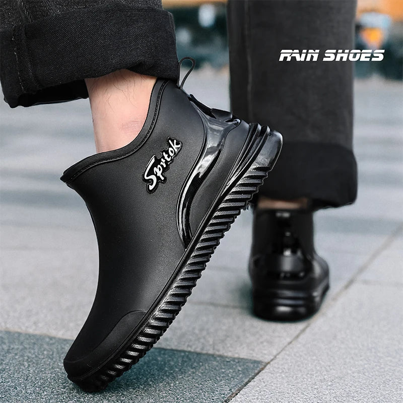 Couples Short Rain Shoes Fashion Light Waterproof Shoes Non-Slip Sports Korean Rain Boots - Sun Studio