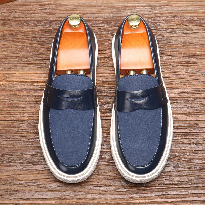 Fashion Men's Casual Slip-on Leather Shoes Men Classic British Style Penny Loafers Mens Outdoor Board Shoe Driving Flats - Sun Studio