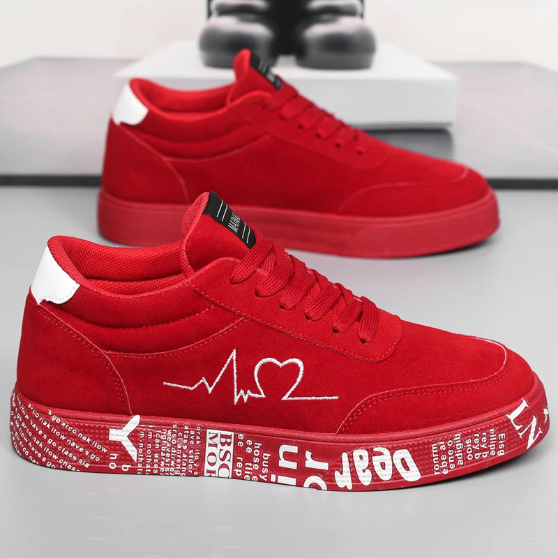 Breathable Mid-Top Sneakers , Heart & Music Graphic Design, Casual Streetwear Shoes for Couples, Valentine's Day & Birthday Gift - Sun Studio