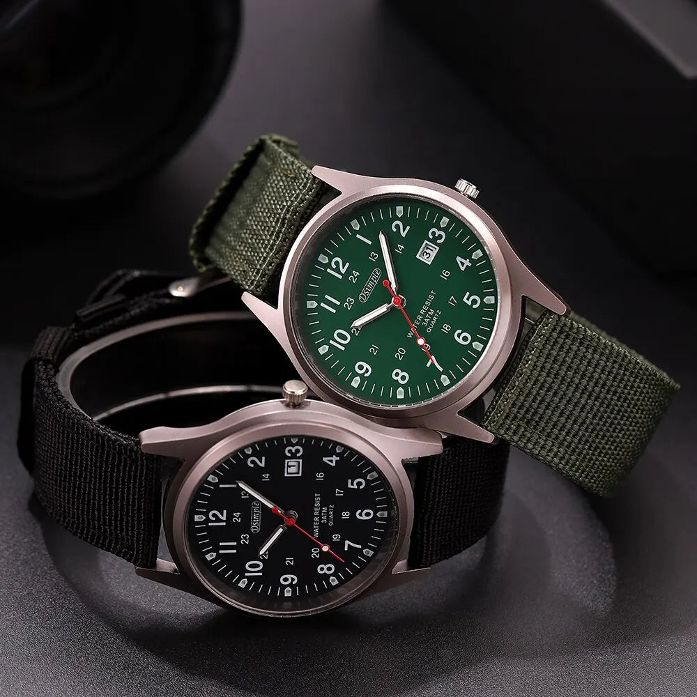 Fashion Mens Watches Luminous Hands Clock Luxury Military Sports Calendar Quartz Wristwatch Men Casual Nylon Watch Reloj Hombre - Sun Studio