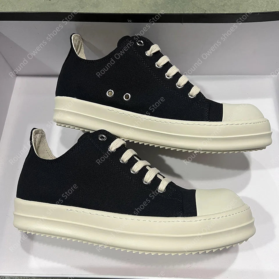 Casual Shoes Men Canvas  Low Top Quality Ro Lace Up Thick Sole Breathable Luxury Designer Classic Trainers Women Flat Sneakers - Sun Studio