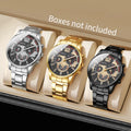 3PCS Men Business Watches Fashion Steel Band Male's Analog Quartz Watch Set Relogio Masculino Reloj Hombre（Without Box） - Sun Studio