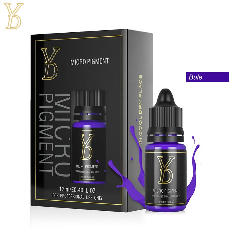 YD New 12ML Liquid Tattoo Pigment Ink Professional Permanent Makeup Eyeliner Shading Micropigmentation Cosmetic Black Blue Green - Sun Studio
