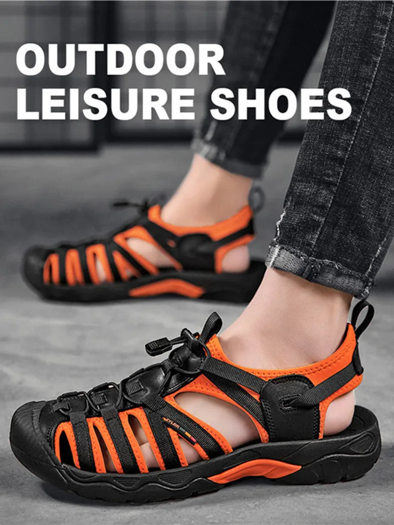 New Summer Genuine Leather Men Sandals Fashion Design Men's Casual Sneakers Comfortable Beach Men's Sandals Outdoor Wading Shoes - Sun Studio