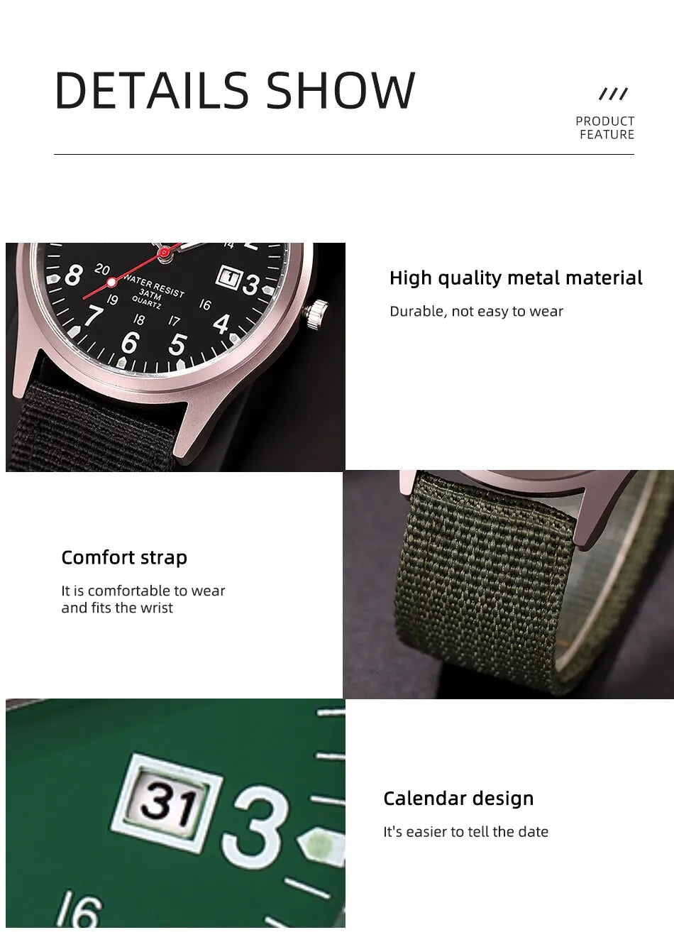 Fashion Mens Watches Luminous Hands Clock Luxury Military Sports Calendar Quartz Wristwatch Men Casual Nylon Watch Reloj Hombre - Sun Studio