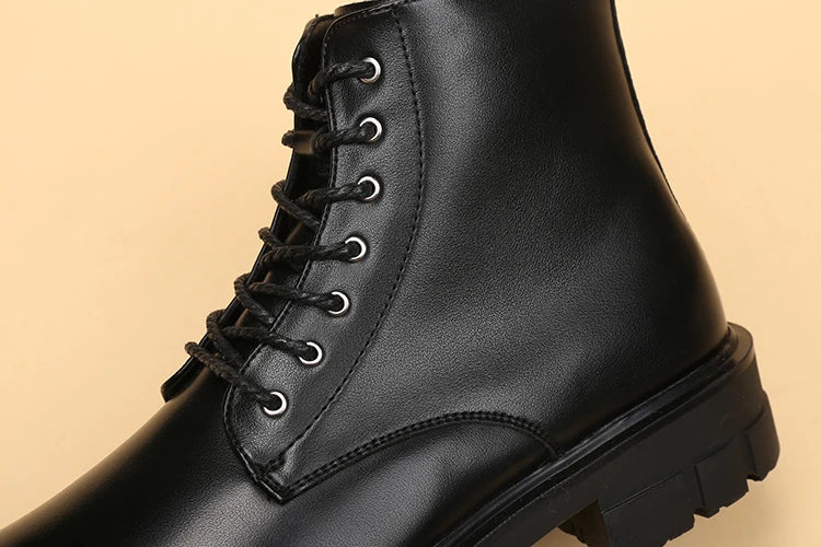men's casual autumn winter boots lace-up original leather shoes tooling work boot outdoors cowboy platform ankle botas masculina - Sun Studio