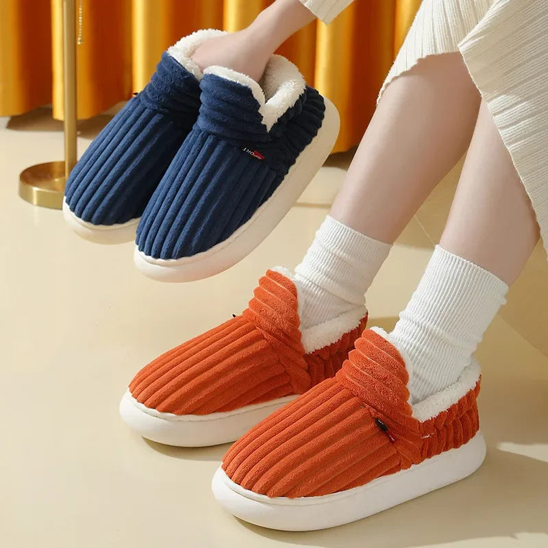 Warme Flausche Hausschuhe Frauen Männer Winter Neue Mode Komfort Plüsch Hausschuhe Zuhause Innen Außen Weiche Dicke Sohle Baumwollschuhe