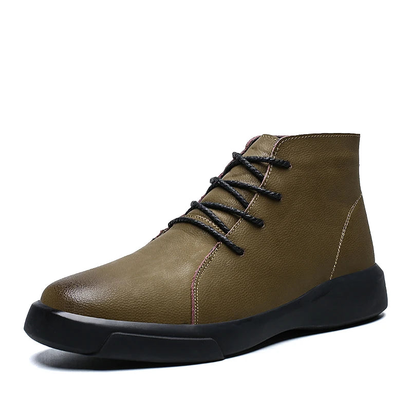 100% cowhide New large-sized men's boots Fashionable casual thick-soled breathable men's shoes Outdoor sports Chelsea boots - Sun Studio