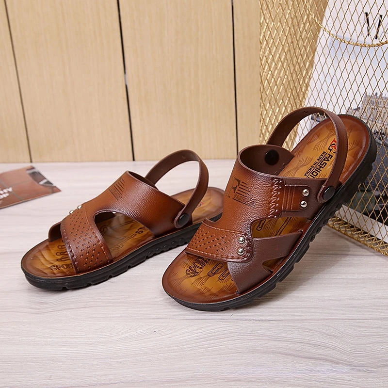 Men's Beach Open Toe Shoes Sandals High Quality Non-slip Men Slippers Breathable Two Uses Male Footwear Mens Summer Outdoor Shoe - Sun Studio