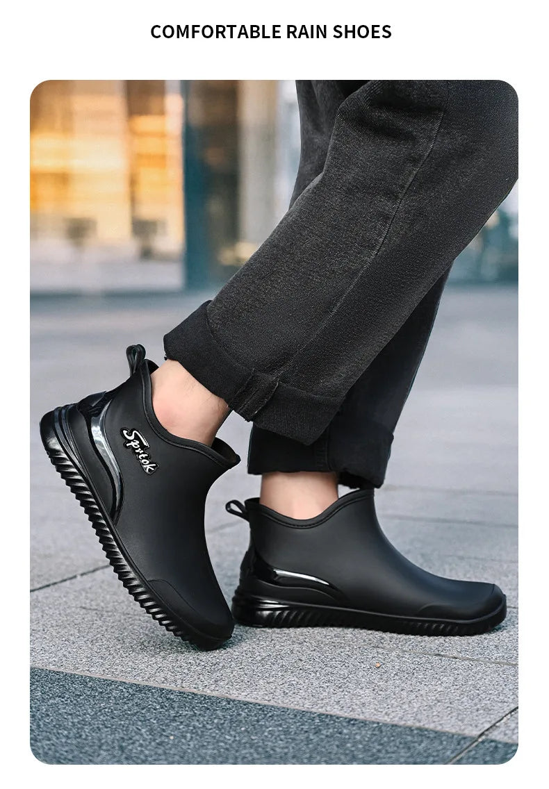 Couples Short Rain Shoes Fashion Light Waterproof Shoes Non-Slip Sports Korean Rain Boots - Sun Studio
