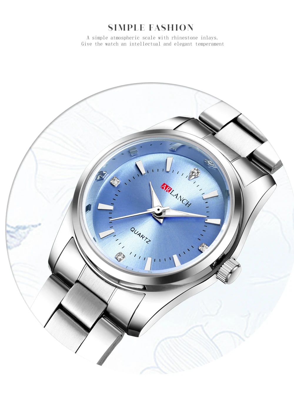 Ladies Dress Watch 29mm Silver Stainless Steel Gorgeous Rhinestone Quartz Clock Suitable Banquet Accessories & Daily Decoration - Sun Studio