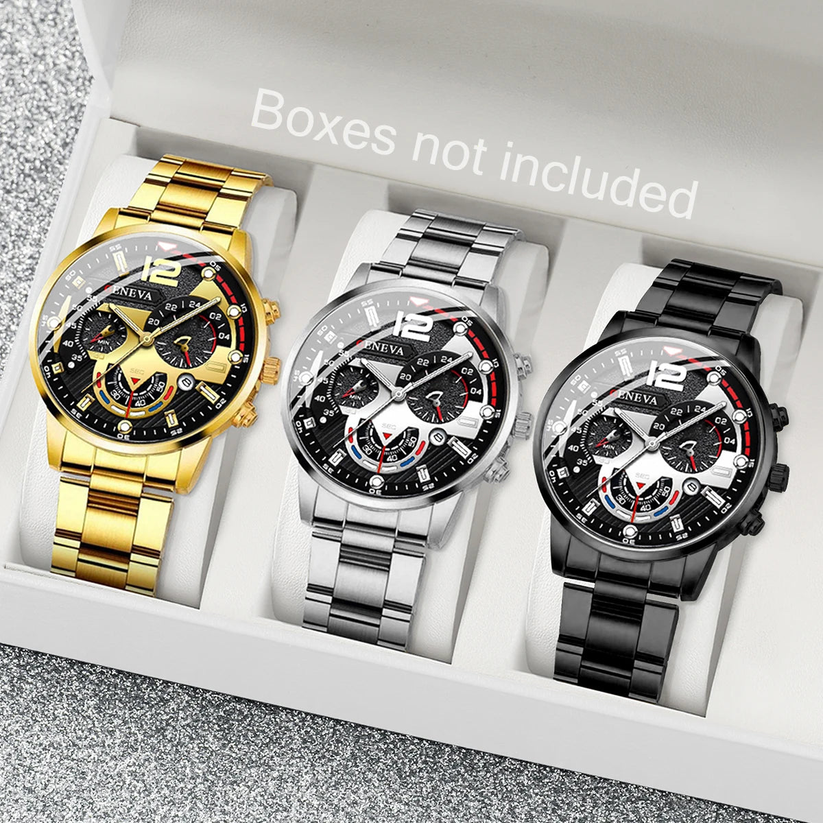 3PCS Men Business Watches Fashion Steel Band Male's Analog Quartz Watch Set Relogio Masculino Reloj Hombre（Without Box） - Sun Studio