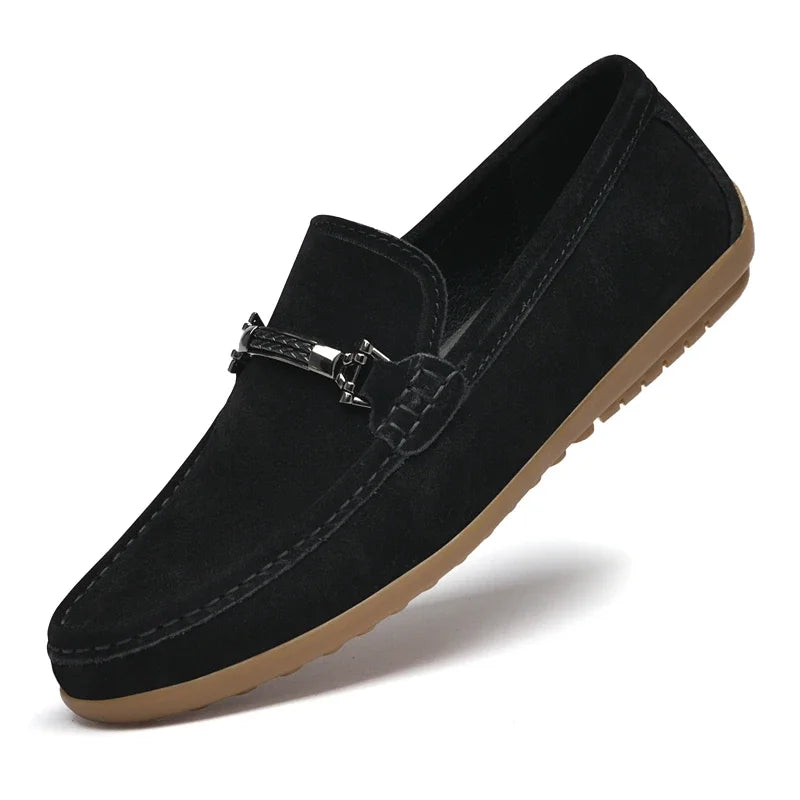 Mode Marke Herren Frühling Wildleder Freizeit Leder Schuhe Bohnen Schuhe Neue Outdoor Herren Bequeme Weichsohlige Rutschfeste Fahrerschuhe