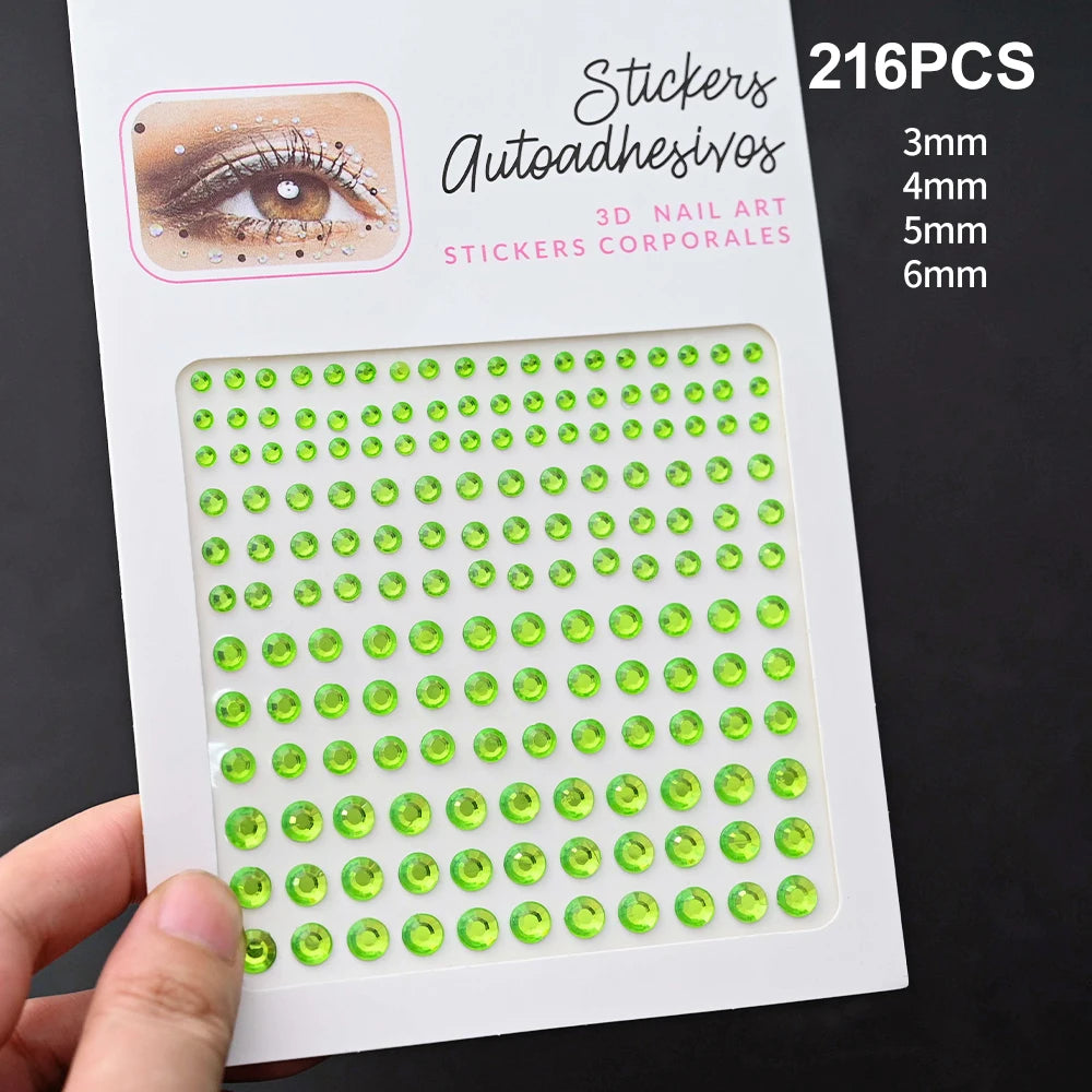 1 Stück Gesicht Diamant-Gem-Sticker, 5D, bunte Strass-Tattoo-Aufkleber, für Festival, Nagel, Körper-Make-up, Bling-Schmuck, DIY Gesichtssticker