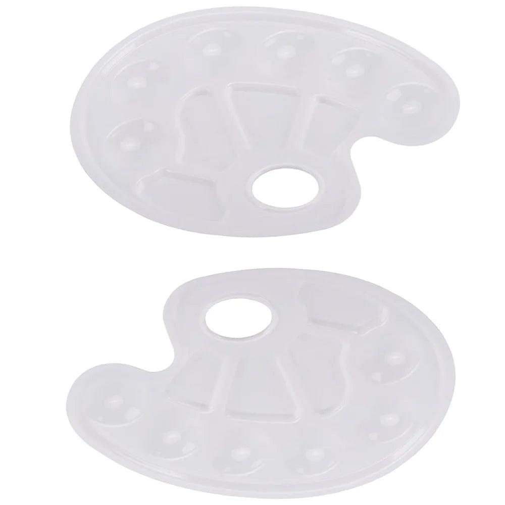 2/6/8/10 Pack Plastic Art Painting Palettes, Oval Shaped Multi-Well Mixing Palette for Watercolor, Acrylic, and Oil Paints - Sun Studio
