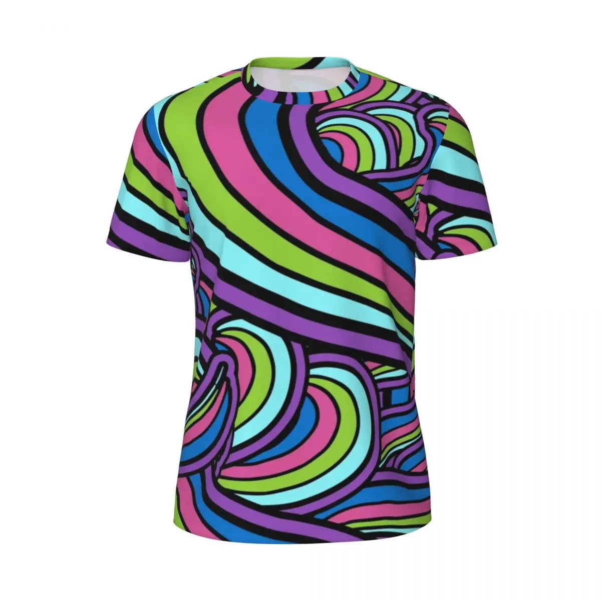 Gym T-Shirt For Man Retro Geometric 60S 70S T-Shirts Fashion Psychedelic Art Beach Tees O Neck Y2K Fun Design Tops Gift Idea - Sun Studio