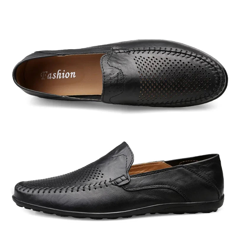 Echtes Leder Herren Freizeit Schuhe Luxusmarke Designer Herren Slipper Mokassins Atmungsaktive Schlupfschuhe Männliche Bootsschuhe Plus Größe 37-47