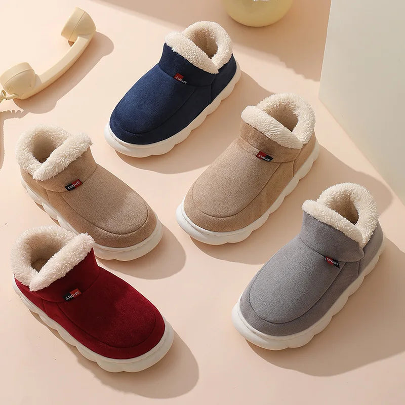 Asgard Men Plush Platform Slippers Winter Warm Outdoor Antiskid Fluffy Soft Cotton Boot Indoor Fashion Cozy Furry Flat Home Shoe - Sun Studio