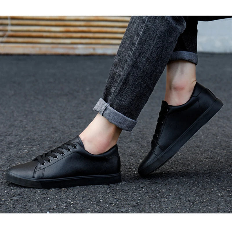 Spring Summer Flat Mens Casual Shoes Soft Pure Black Fashion Male Footwear Cool Young Man Street Style Comfortable - Sun Studio