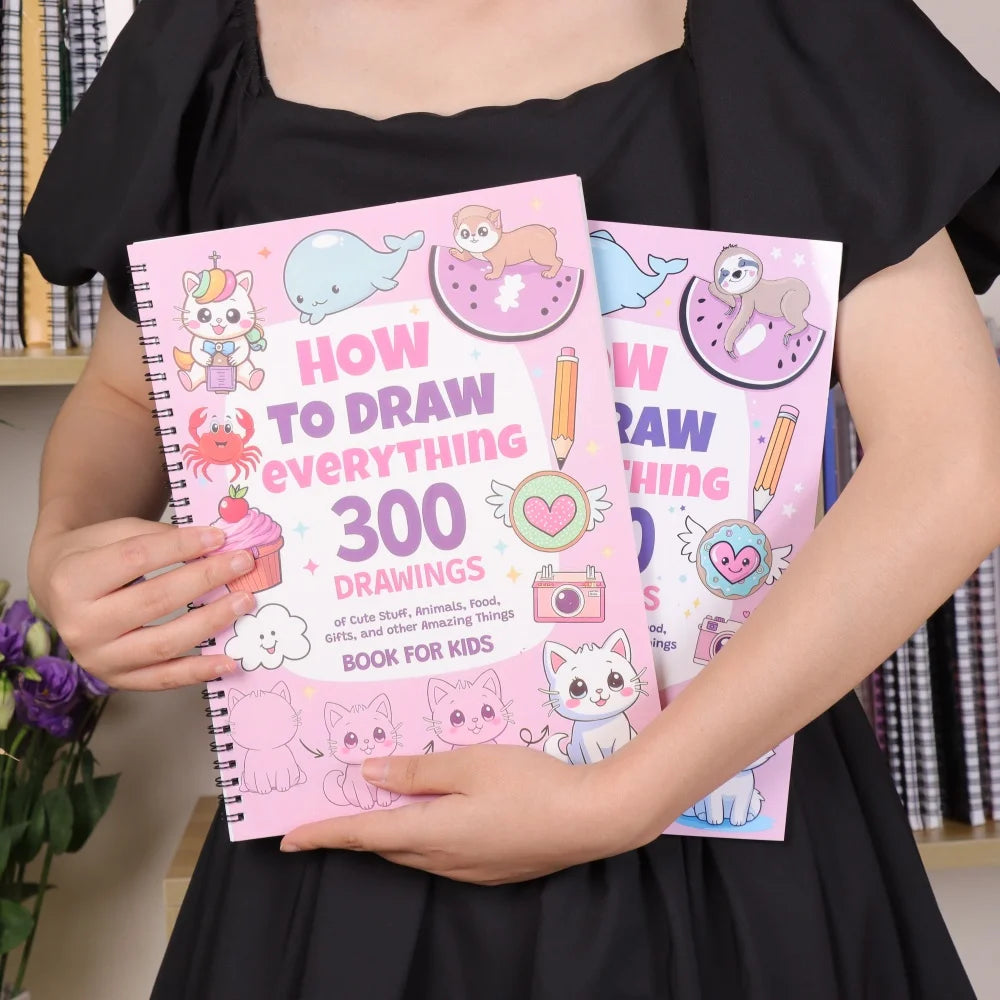 Coloring Book - How To Draw Everything: 300 Drawings of Cute Stuff, Step-by-Step Simple Drawings Books, Teens Art Supplies - Sun Studio