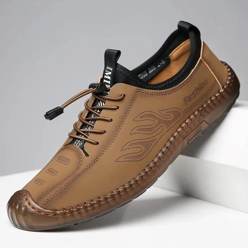 Men's Casual Slip-On Soft Bottom Breathable Beans Shoes Fashionable Spring Autumn Wear Resistant Microfiber Leather Shoes - Sun Studio