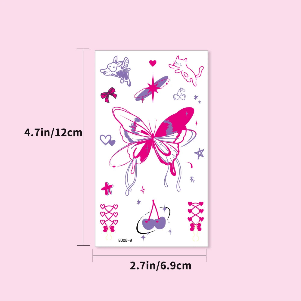 Y2K & 90's Inspired Finger Tattoos - Colorful, Rectangular Design for Girls - Sun Studio