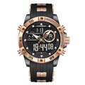 FOXBOX LED Dual Display Quartz Watch Soft Silicone Waterproof Luminous Digital Date Mens Watches Fashion Chronograph Man Watch - Sun Studio