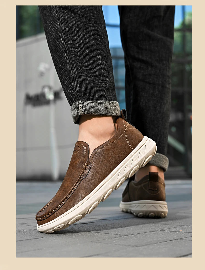 New Men's Casual Shoes Fashion Comfortable Men's Shoes High Quality Leather Men Driving Shoes Handmade Flat Shoes Men Sneakers - Sun Studio