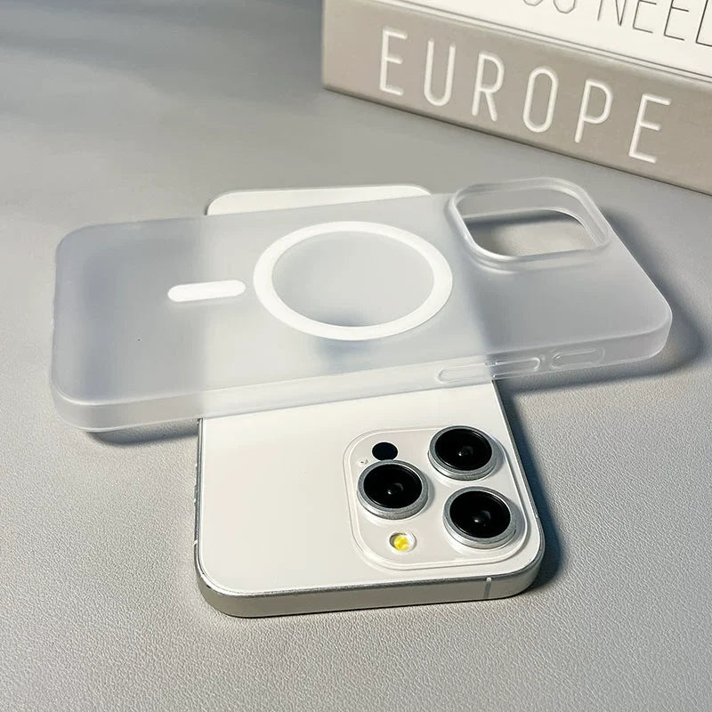 Original Ultra Thin Matte Magnetic Wireless Charge Clear Case ForiPhone 15 14 Plus 13 12 11 Pro Max ForMagsafe Hard PC Cover - Sun Studio
