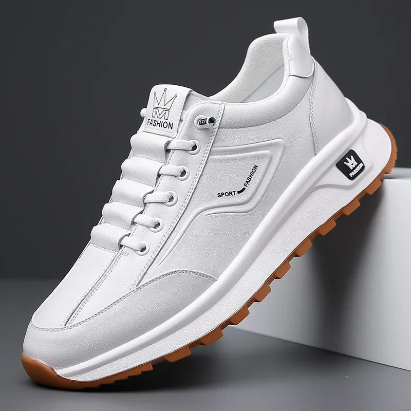 Designer New Men Genuine Leather Casual Sport Shoes Street Fashion Comfortable Cow Leather Lace-up Sneakers - Sun Studio