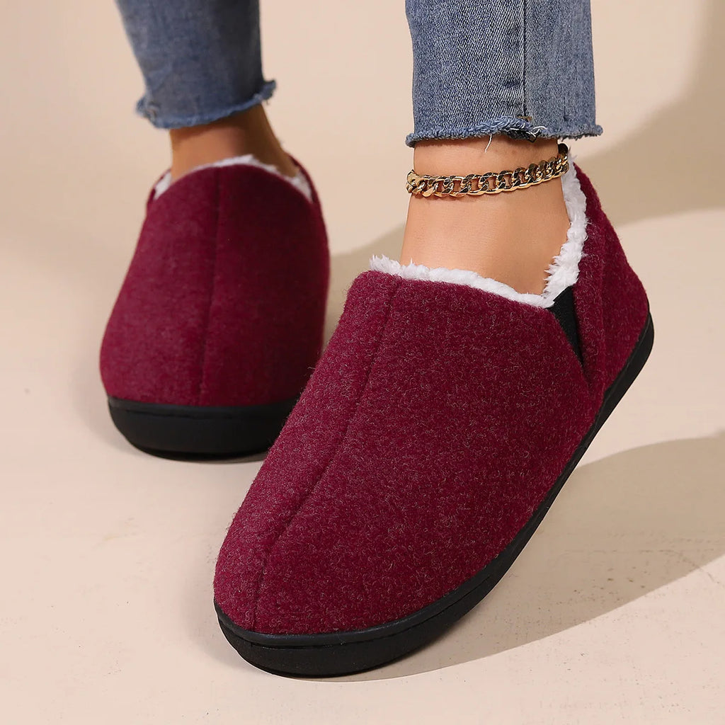 Gacimy Winter Cotton Shoes For Men Women Outdoor Warm Non-slip Flat Plush Slippers Couple Indoor Comfortable Fluffy Home Slides - Sun Studio