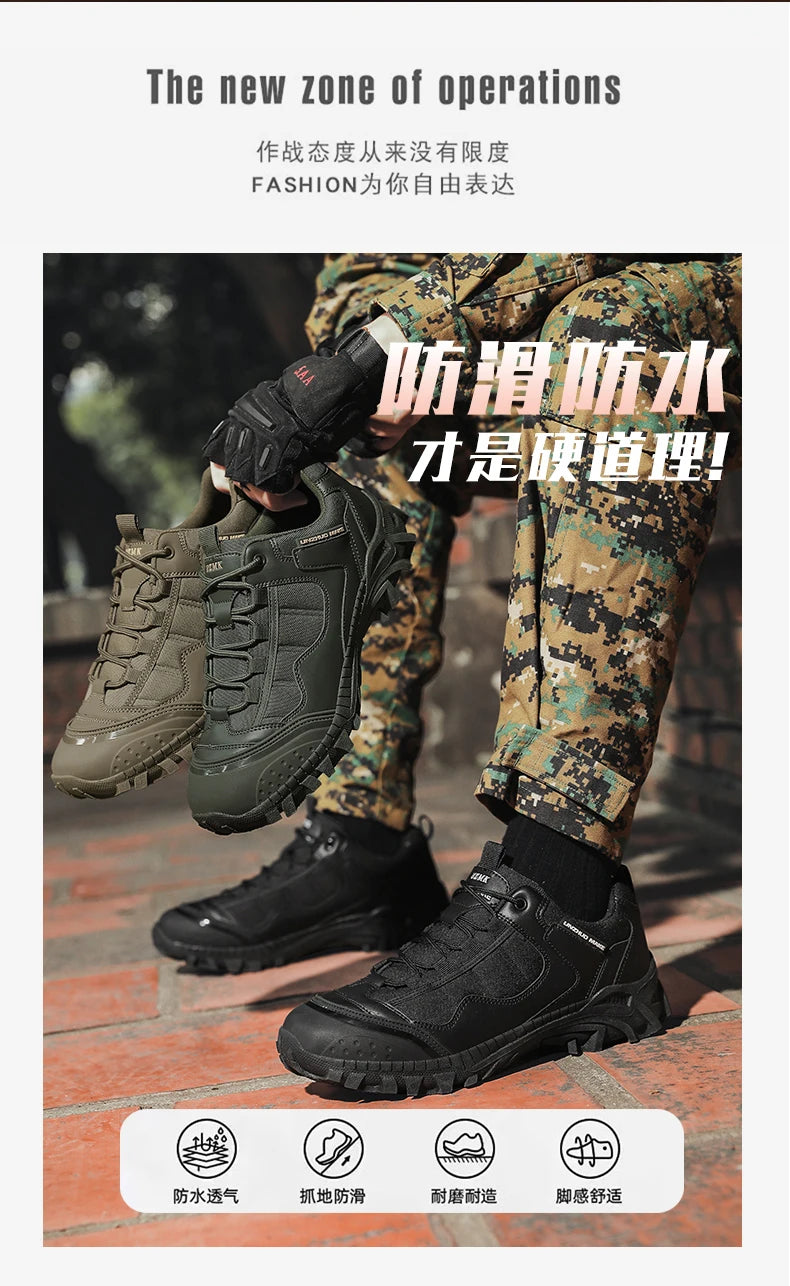 New Men Tactical Boot Desert Waterproof Hunting Work Army Boot Male Safety Ankle Lace Up Military Climbing Hiking Shoe Anti-Slip - Sun Studio