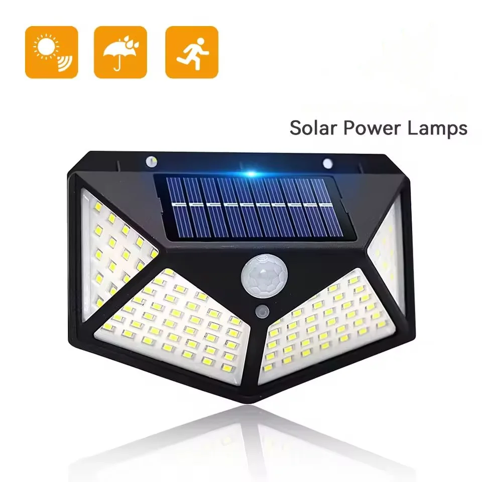 1pcs Solar LED LIGHT LED Outdoor Garden Lamp 100LEDs Human Body Induction Wall Lamps Four Sides Charging Home Decor Road Lights - Sun Studio