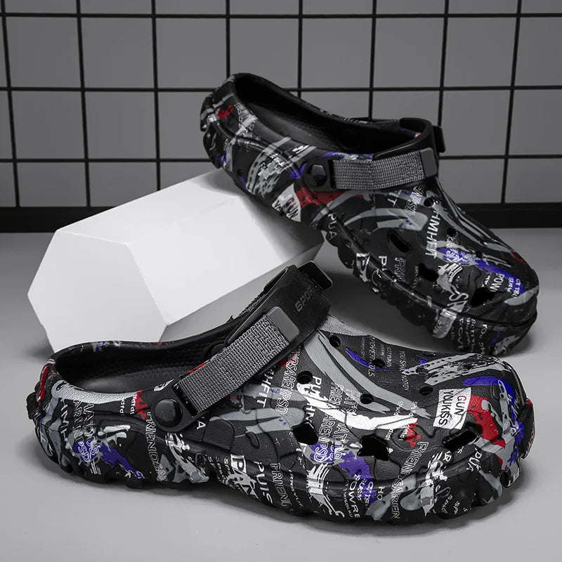 Big Size 47 Summer Men White Clogs Outdoor Garden Clogs Hole Shoes Male Casual Shoes Water Shoes Comfort Home Soft Slippers - Sun Studio
