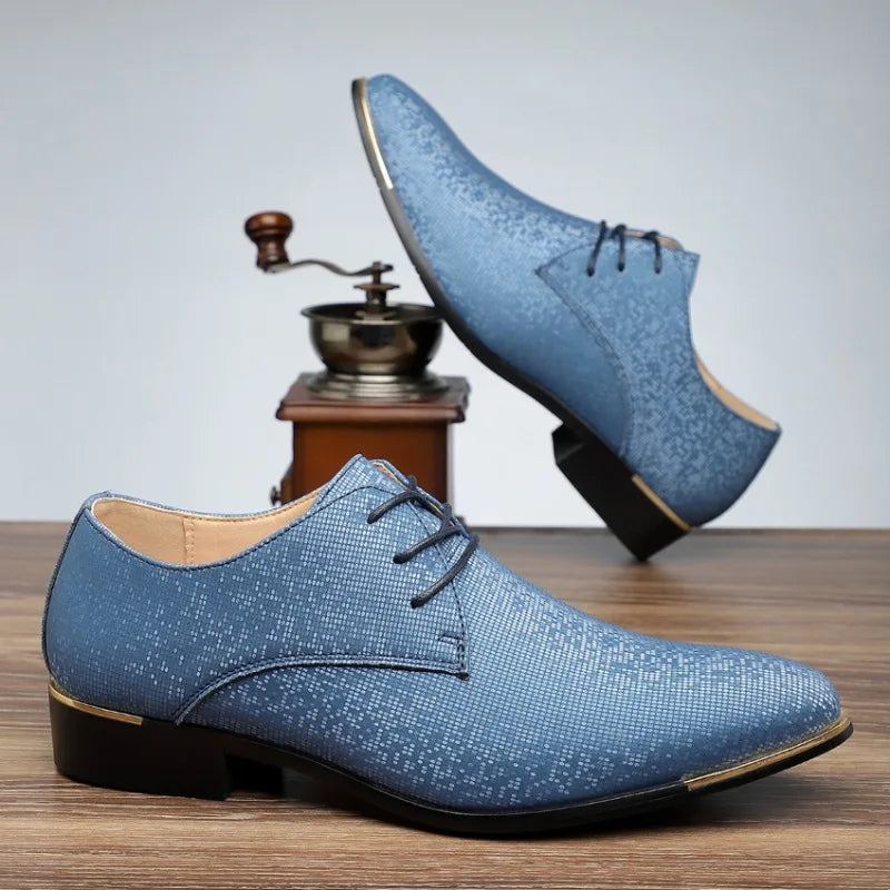 Luxury Fashion Designer New Men's Pointed Lace Up Casual Shoes Male Formal Wedding Dress Homecoming Footwear Zapatos Hombre - Sun Studio