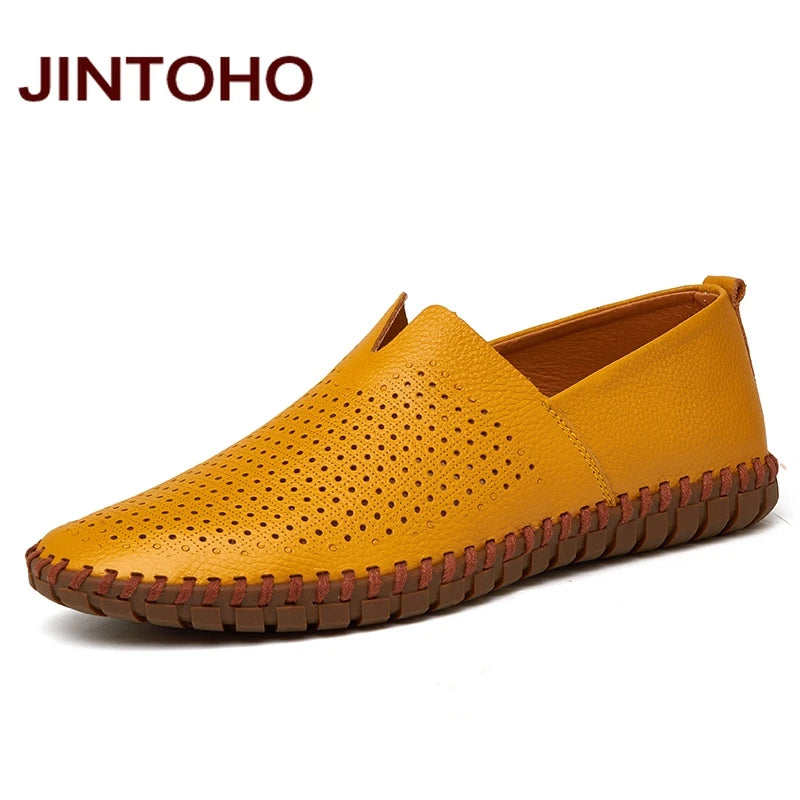 JINTOHO Große Größe Herren Echtes Leder Schuhe Slip-On Schwarze Schuhe Echtes Leder Mokassins Herren Schuhe Italienische Designer Schuhe